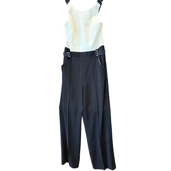 Ted Baker London Jumpsuit Wide Leg cross back lyda Ivory Black - Picture 1 of 9